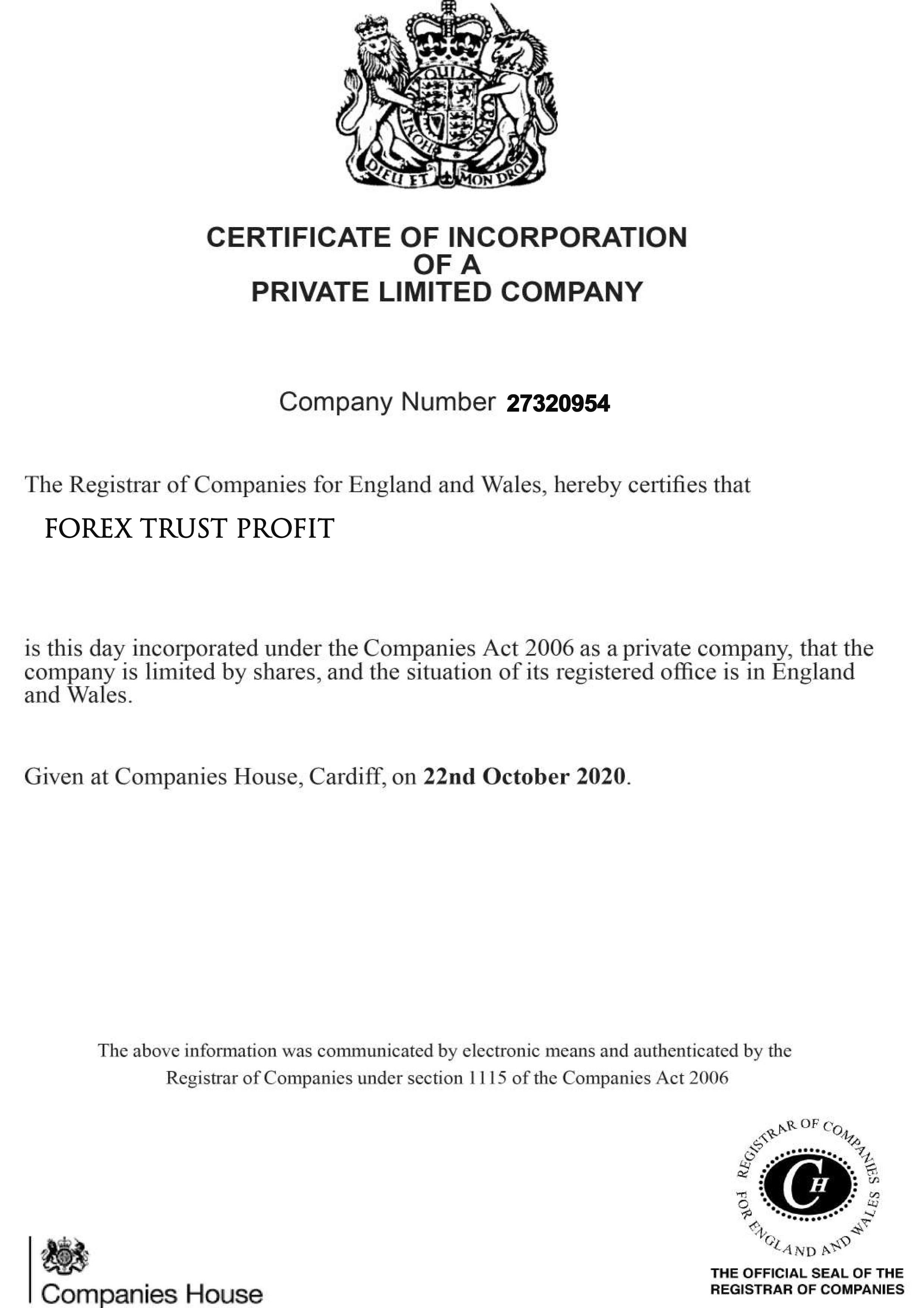 Certified Capital Trades  Certificate